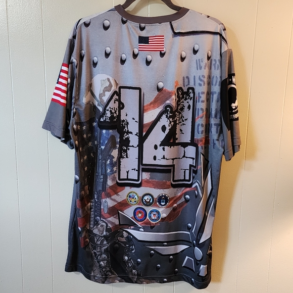 Patriots Support The Troops Mens Short Sleeve Pullover Shirt (Size XL) - Picture 3 of 9